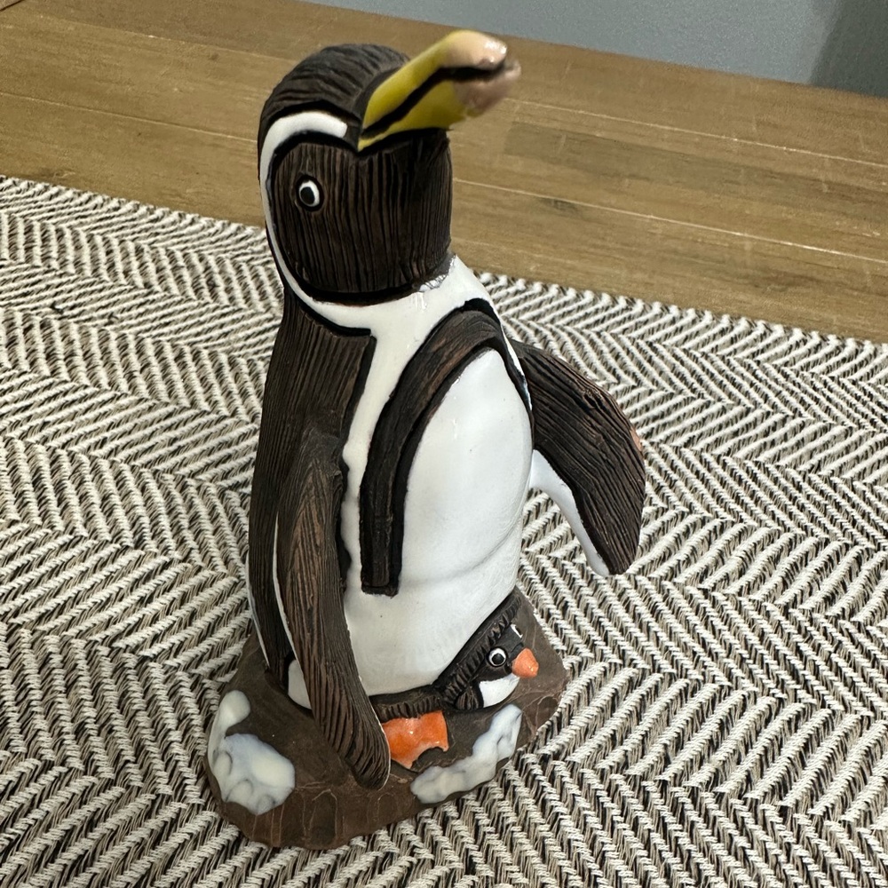 Penguin Ceramic Figurine - Brown and White